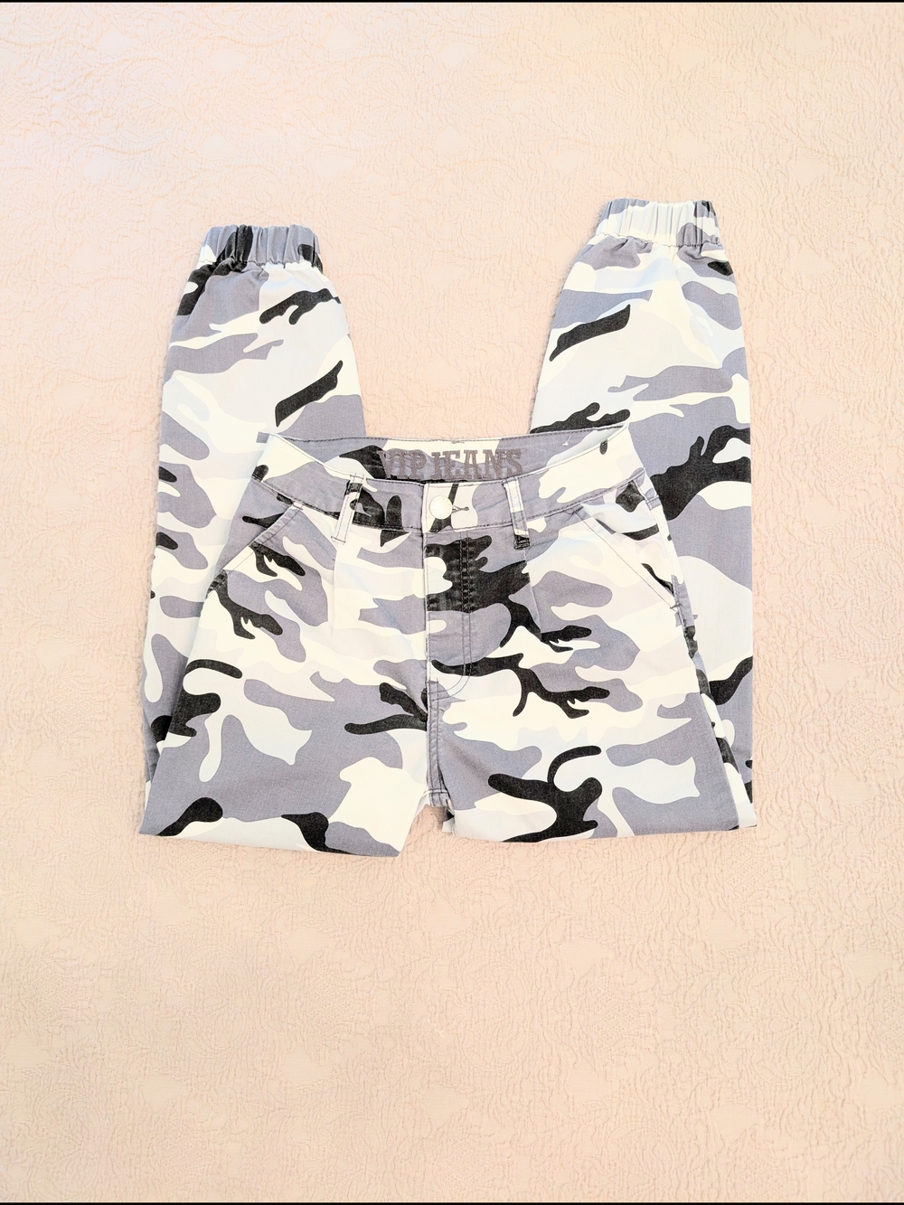 Camouflage Jogger Style  Pant - Gray White & Black  Camo